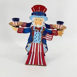 PartyLite Uncle Sam Metal Candle Holder Patriotic Americana 4th of July Decor